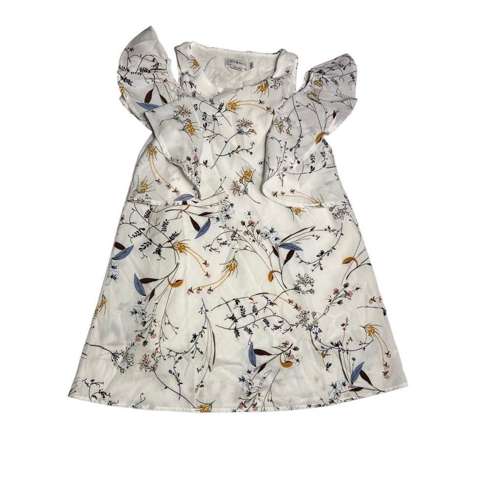 Mini Molly Girls Floral Ruffle Cold Shoulder‎ Sleeve Chiffon Dress